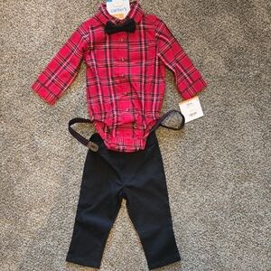 Carter's Red Plaid Baby Outfit with Black Pants